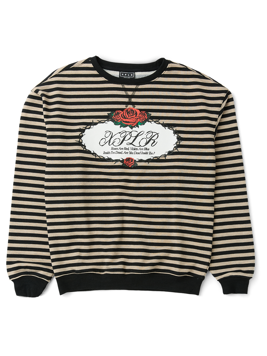 Dead Roses Striped Oversized Crewneck