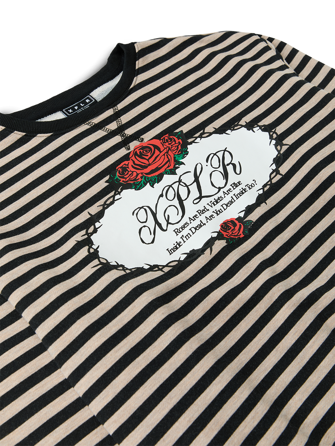 Dead Roses Striped Oversized Crewneck