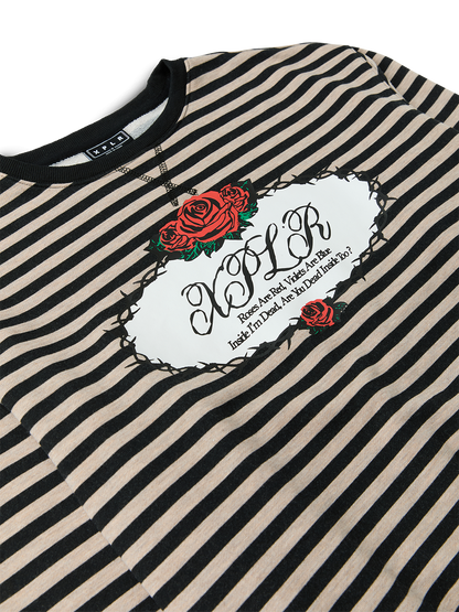 Dead Roses Striped Oversized Crewneck