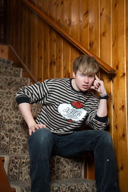 Dead Roses Striped Oversized Crewneck